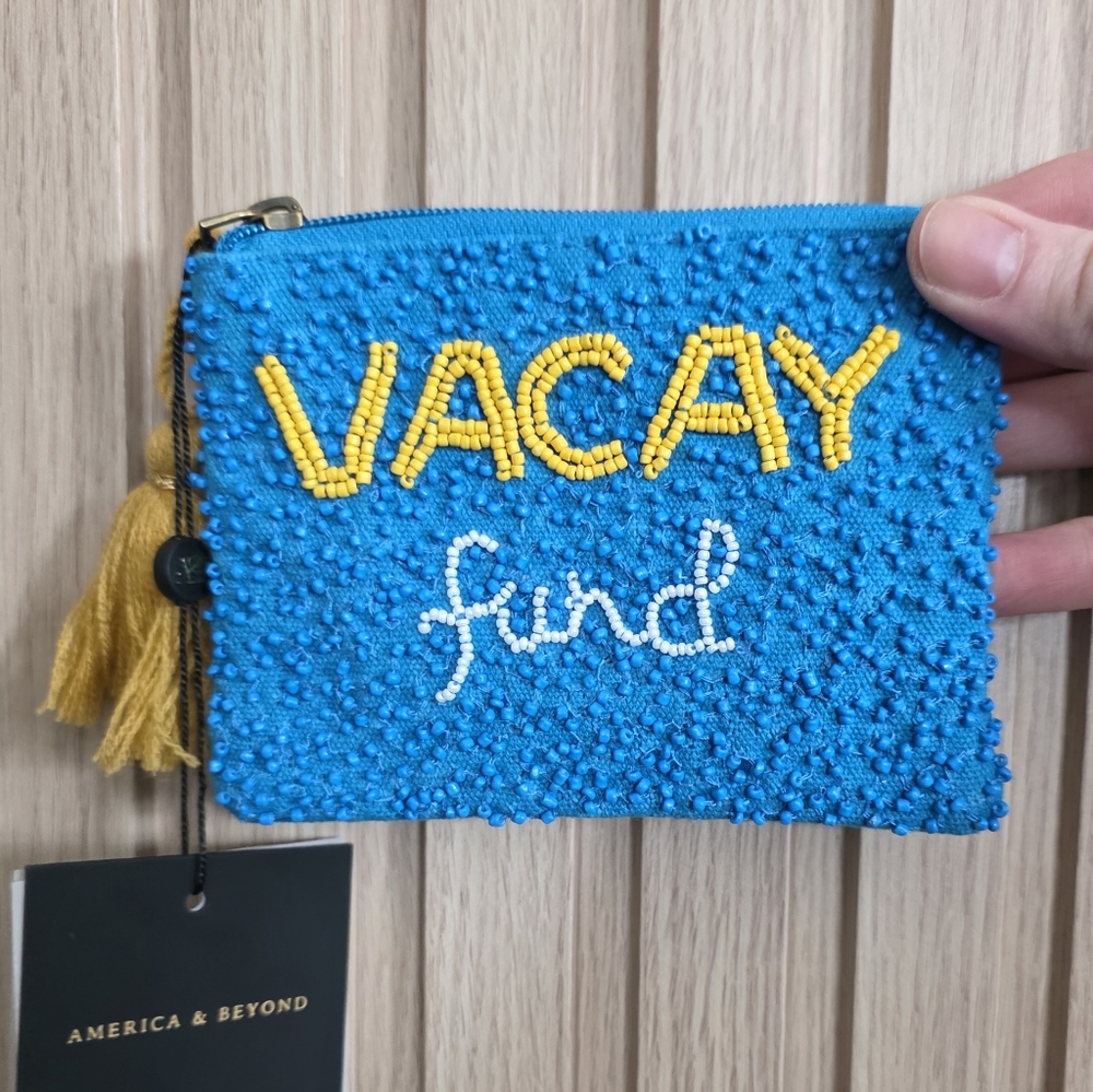 NWT America & Beyond Embellished Beaded Coin Purse Vacation Wallet Savings